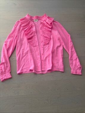 Zadig & Voltaire Hot Pink Pleated Ruffle Blouse